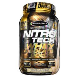 Whey Protein Isolate Gold Baunilha MuscleTech Nitro-Tech 907g - Máxima Pureza e Absorção