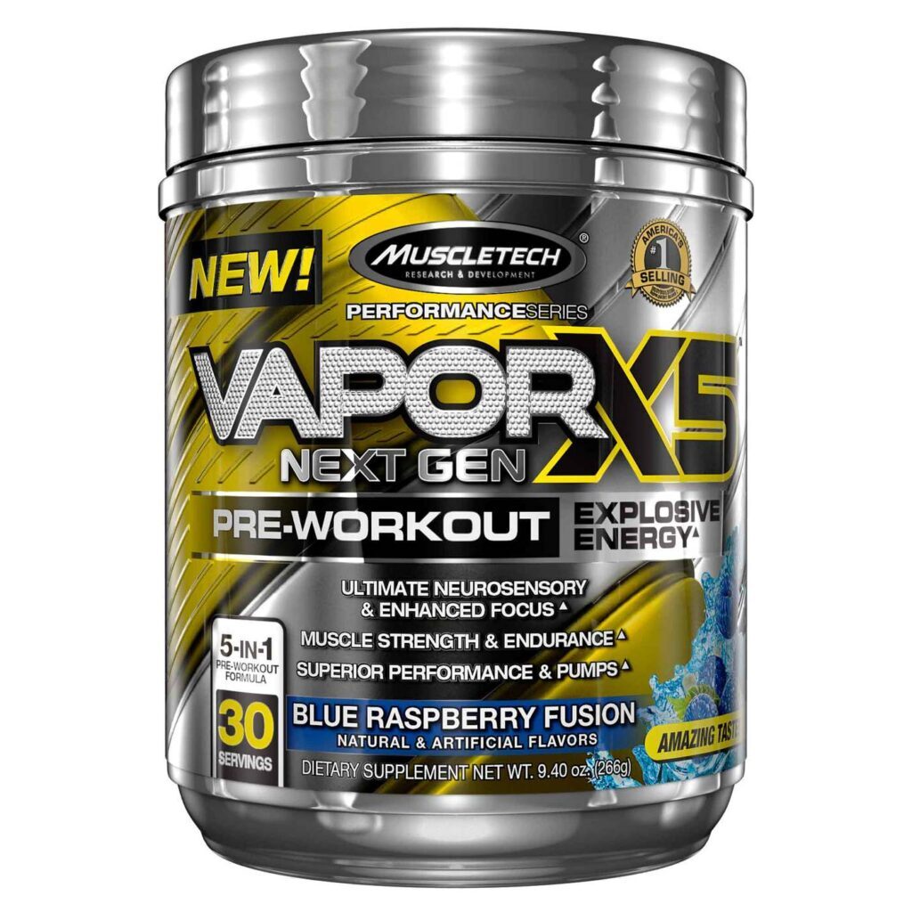 MuscleTech VaporX5 Next Gen Pré-Treino Framboesa Azul - 30 Porções: Potencialize Seu Desempenho e Foco