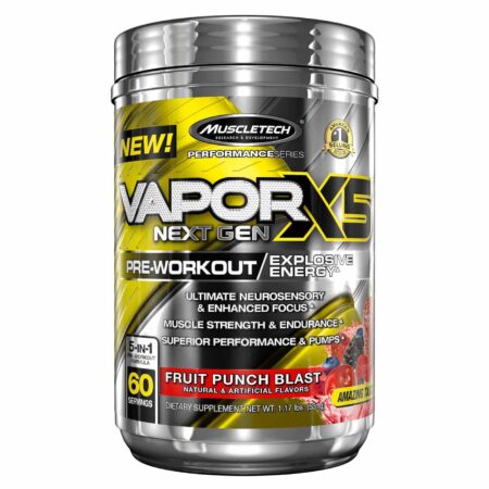 MuscleTech, VaporX5 Next Gen Pré-Treino - Mistura de Frutas - 60 porções