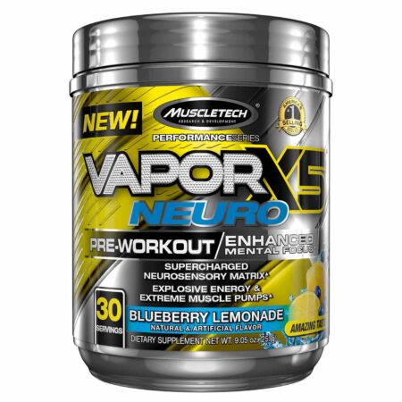 MuscleTech Vapor X5 Neuro Pre-Workout Limonada de mirtilo - 30 Servings