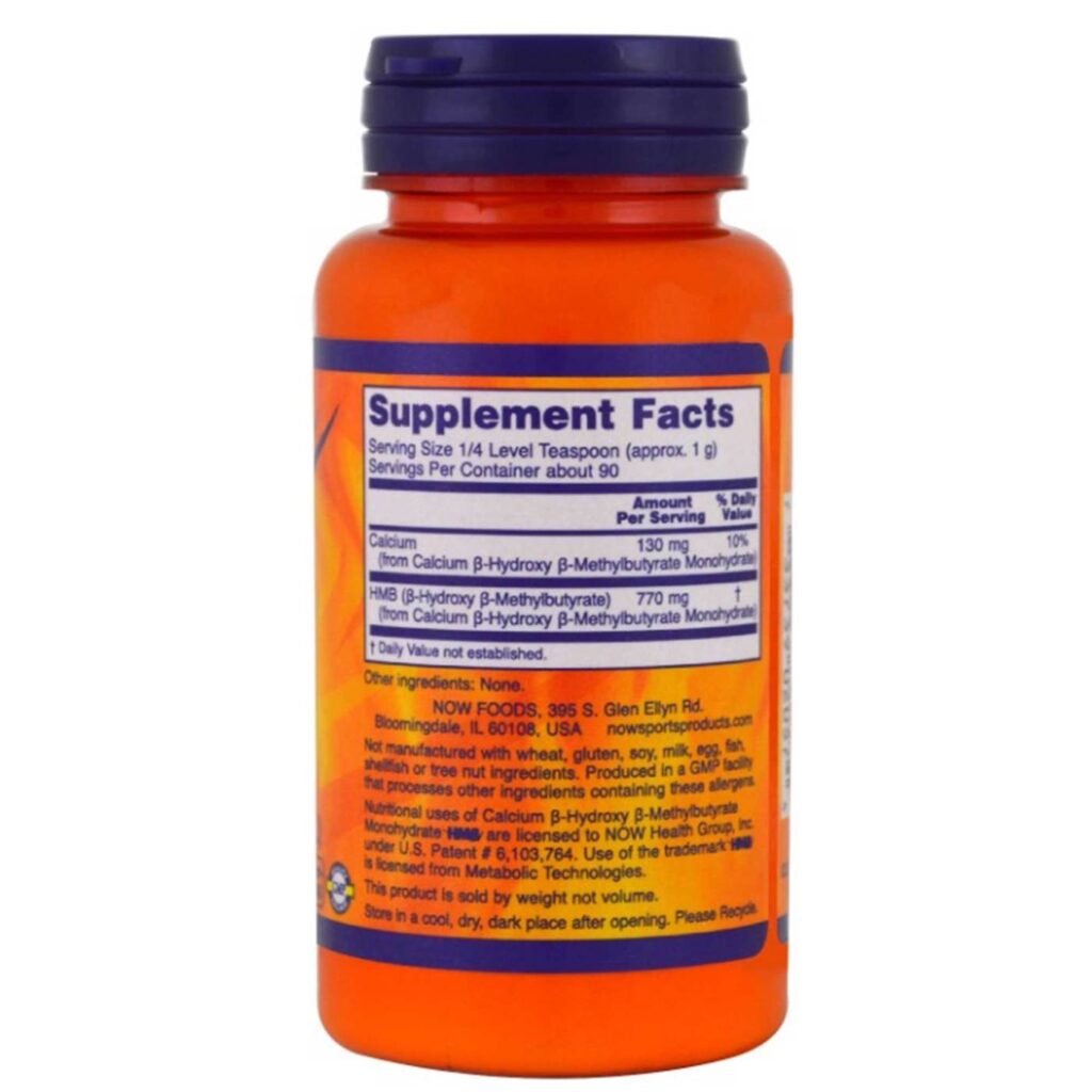 Now Foods HMB 770 mg em Pó - 90g: Potencialize Ganho Muscular e Recuperação - Imagem 3