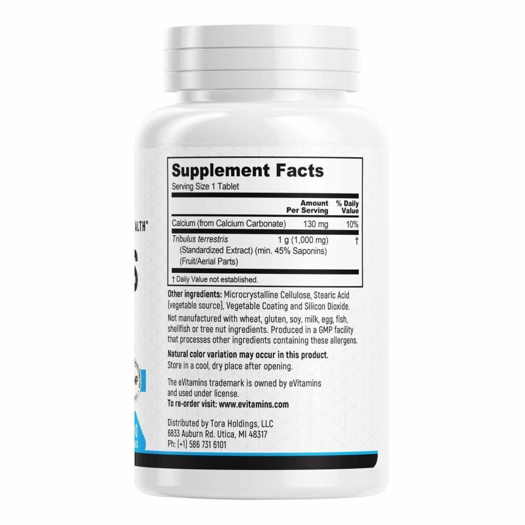 eVitamins Tribulus - 90 Tabletes: Energia e Vitalidade Masculina - Imagem 3