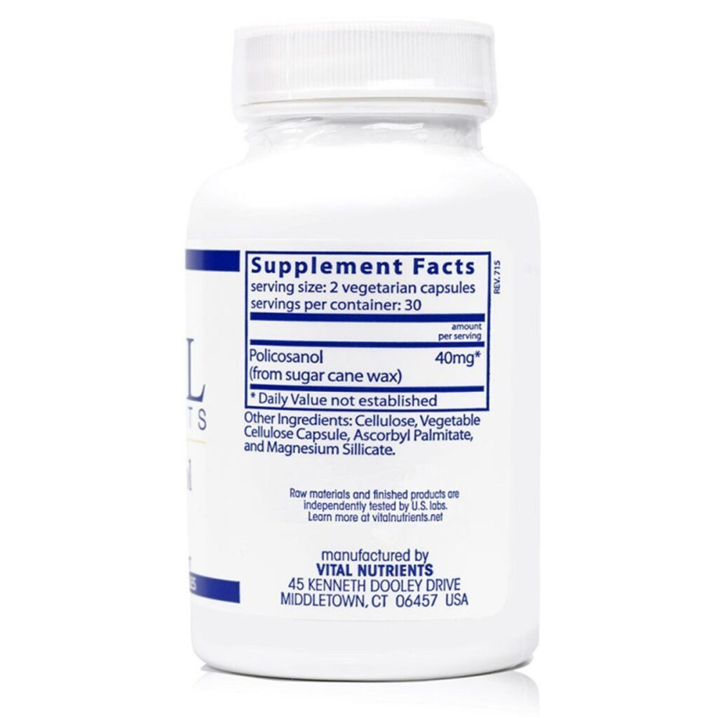 Vital Nutrients Policosanol 20 mg - 60 Cápsulas Vegetarianas: Saúde Cardiovascular no Brasil - Imagem 2