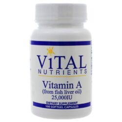 Vitamina A 25.000 UI Vital Nutrients de Óleo de Fígado de Peixe - 100 Cápsulas