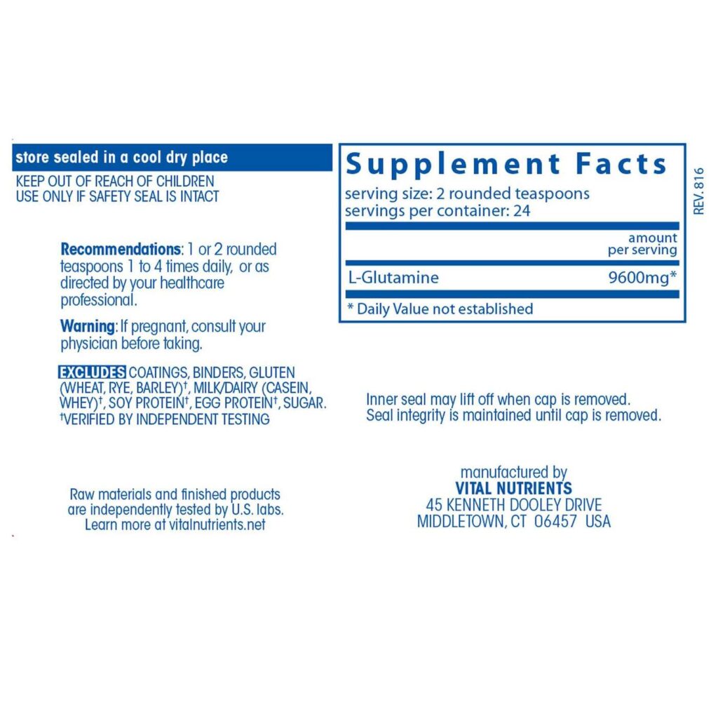 Vital Nutrients Glutamina em Pó 225g - Suporte ao Sistema Imunológico e Recuperação Muscular - Imagem 2