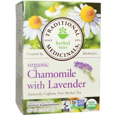 Traditional Medicinals, Chá de Camomila Orgânica com Lavanda - 16 Sacos