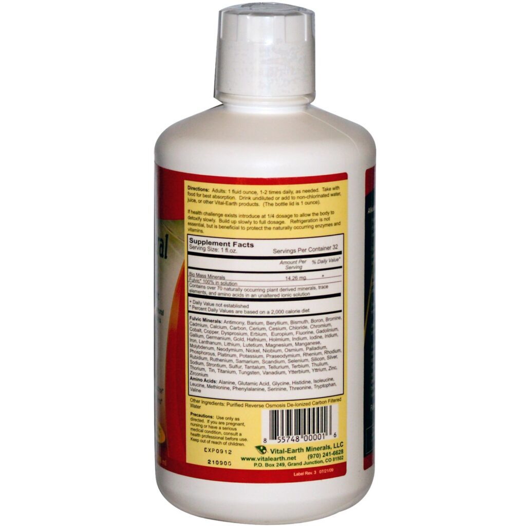 Vital Earth Minerais Fulvic Mineral Complexo 946ml - Saúde Essencial - Imagem 2