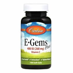 Carlson Labs E-Gems Vitamina E 400 UI - 100 Cápsulas Softgel para Saúde Antioxidante