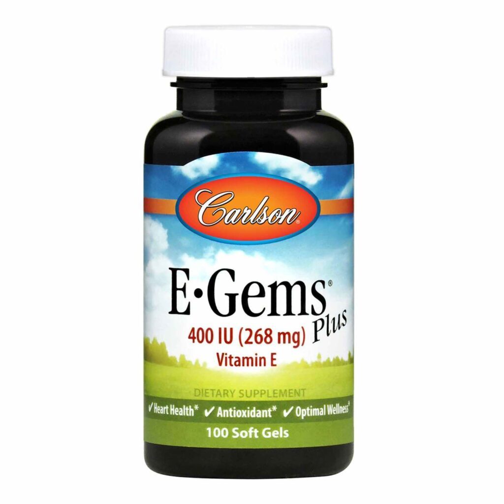 Carlson Labs E-Gems Vitamina E 400 UI - 100 Cápsulas Softgel para Saúde Antioxidante