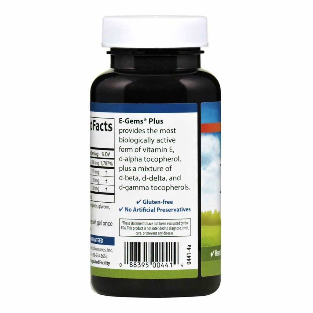 Carlson Labs E-Gems Vitamina E 400 UI - 100 Cápsulas Softgel para Saúde Antioxidante - Imagem 3