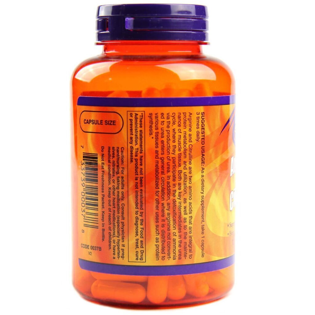 Arginina & Citrulina 500/250 mg Now Foods 120 Cápsulas Vegetarianas - Energia e Desempenho - Imagem 3