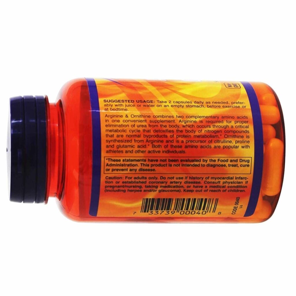 Now Foods L-Arginina 500 mg e Ornitina 250 mg - 100 Cápsulas para Performance e Bem-Estar no Brasil - Imagem 3