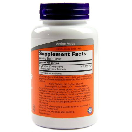 Now Foods, L-Carnitina 1000 mg - 50 Tabletes - Image 2