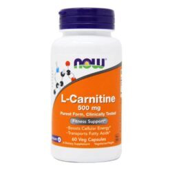 Now Foods L-Carnitina 500mg - 60 Cápsulas Vegetarianas para Energia e Metabolismo