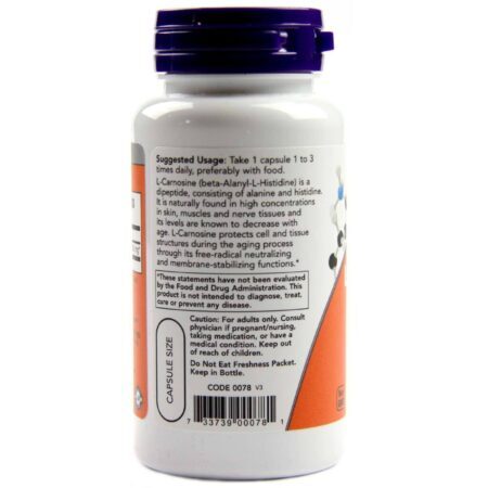 L-Carnosina 500mg Now Foods 50 Cápsulas Vegetarianas: Antioxidante Potente para o Seu Bem-Estar - Imagem 3