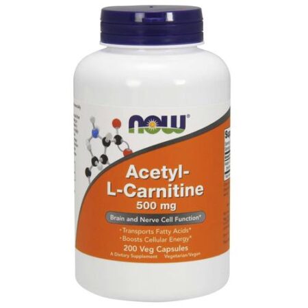 Now Foods Acetil-L-Carnitina 500 mg - 200 Cápsulas Vegetarianas