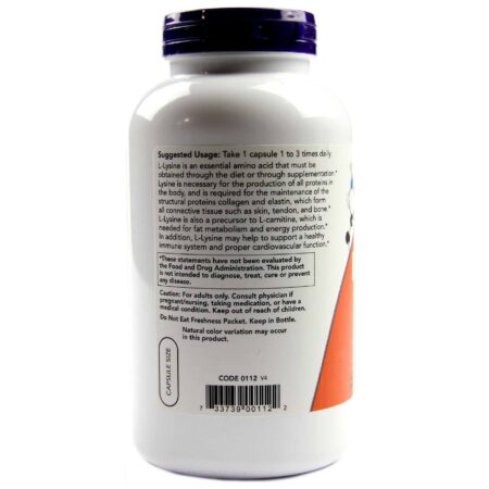 L-Lisina 500 mg Now Foods 250 Cápsulas - Image 3