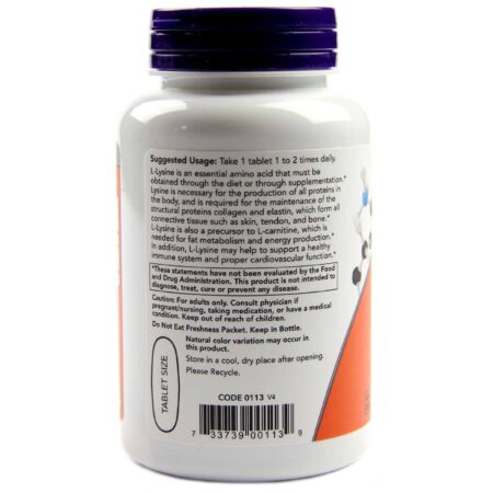 L-Lisina 1000 mg Now Foods 100 Tabletes - Image 3