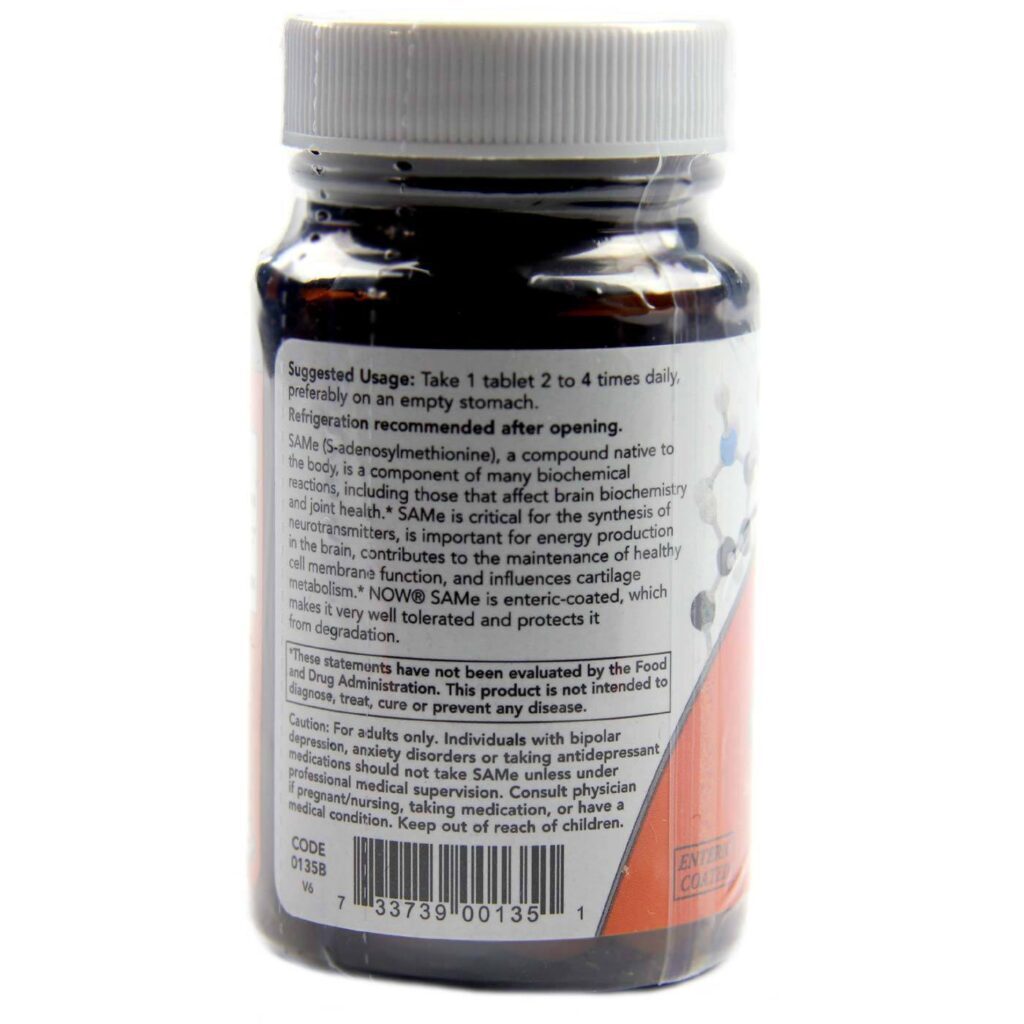 SAMe 100 mg Now Foods 30 Tabletes - Bem-Estar e Humor - Imagem 3