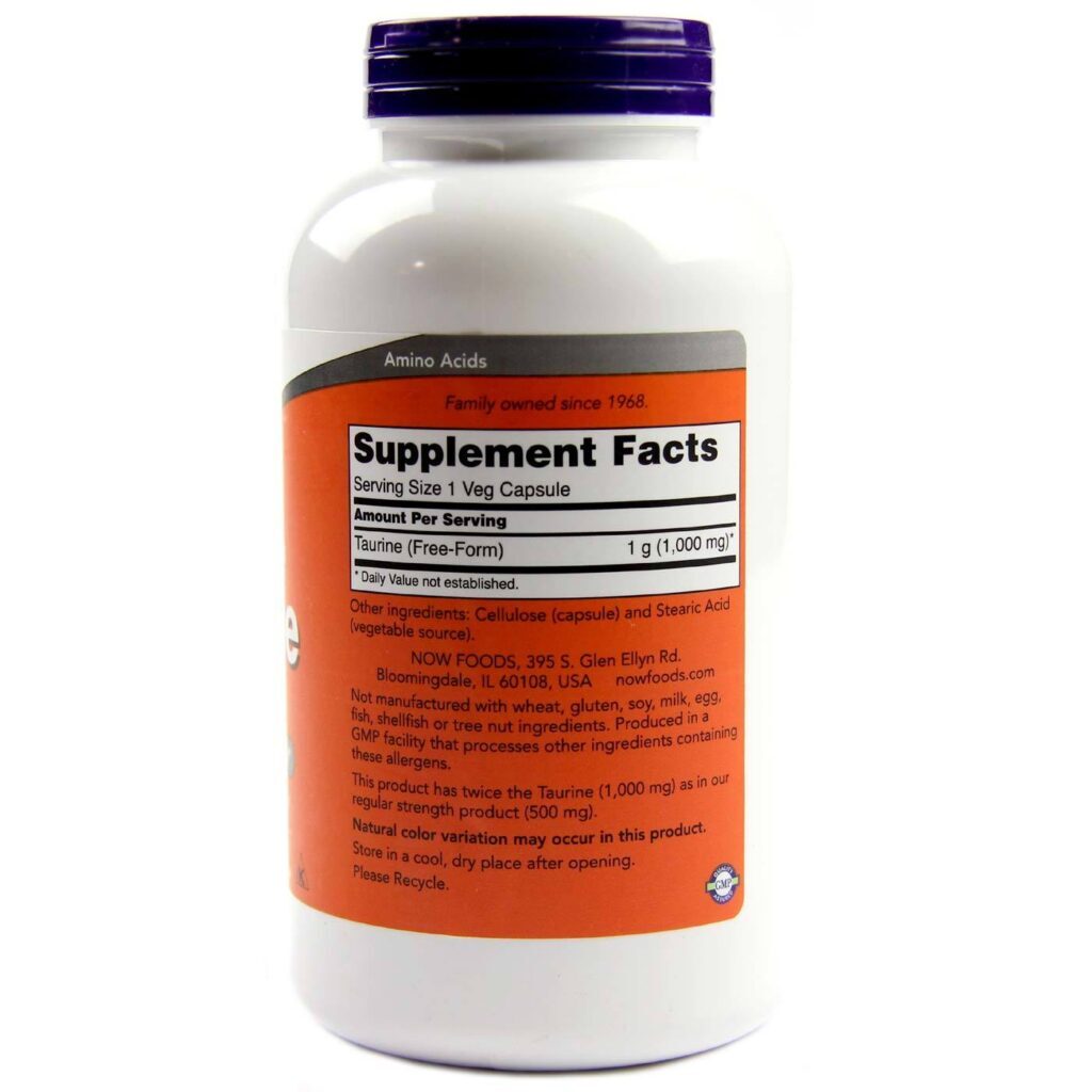 Now Foods Taurina 1000 mg - 250 Cápsulas: Energia e Bem-Estar no Brasil - Imagem 2
