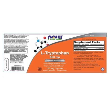 Now Foods L-Triptofano 500 mg – 120 Cápsulas Vegetarianas: Qualidade e Bem-Estar para o Brasil — foto 2