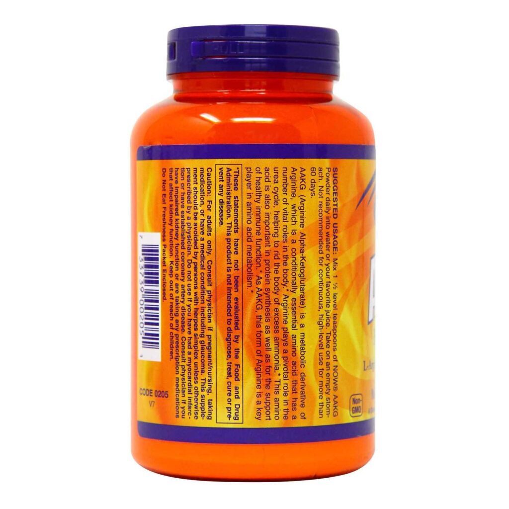Now Foods AAKG em Pó 100% Puro - 200g: Sua Fonte de Arginina Alfa-Cetoglutarato para Desempenho e Recuperação - Imagem 2