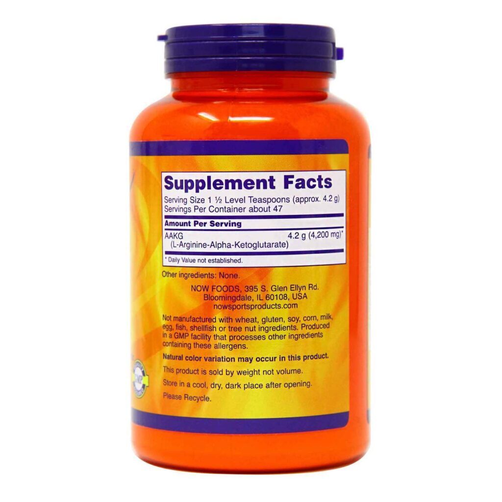 Now Foods AAKG em Pó 100% Puro - 200g: Sua Fonte de Arginina Alfa-Cetoglutarato para Desempenho e Recuperação - Imagem 3