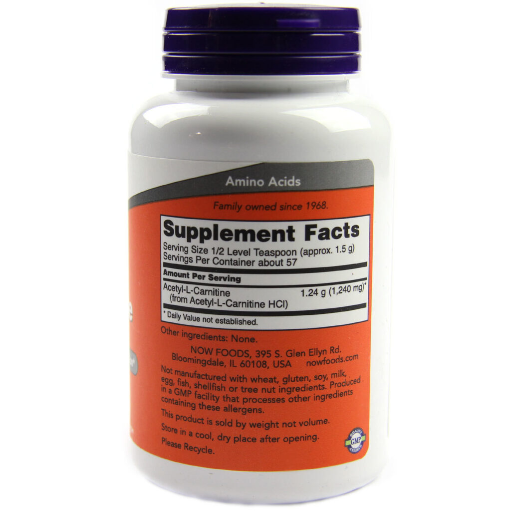Now Foods Acetil-L-Carnitina em Pó 85 g: Energia e Foco para o Seu Dia - Imagem 2