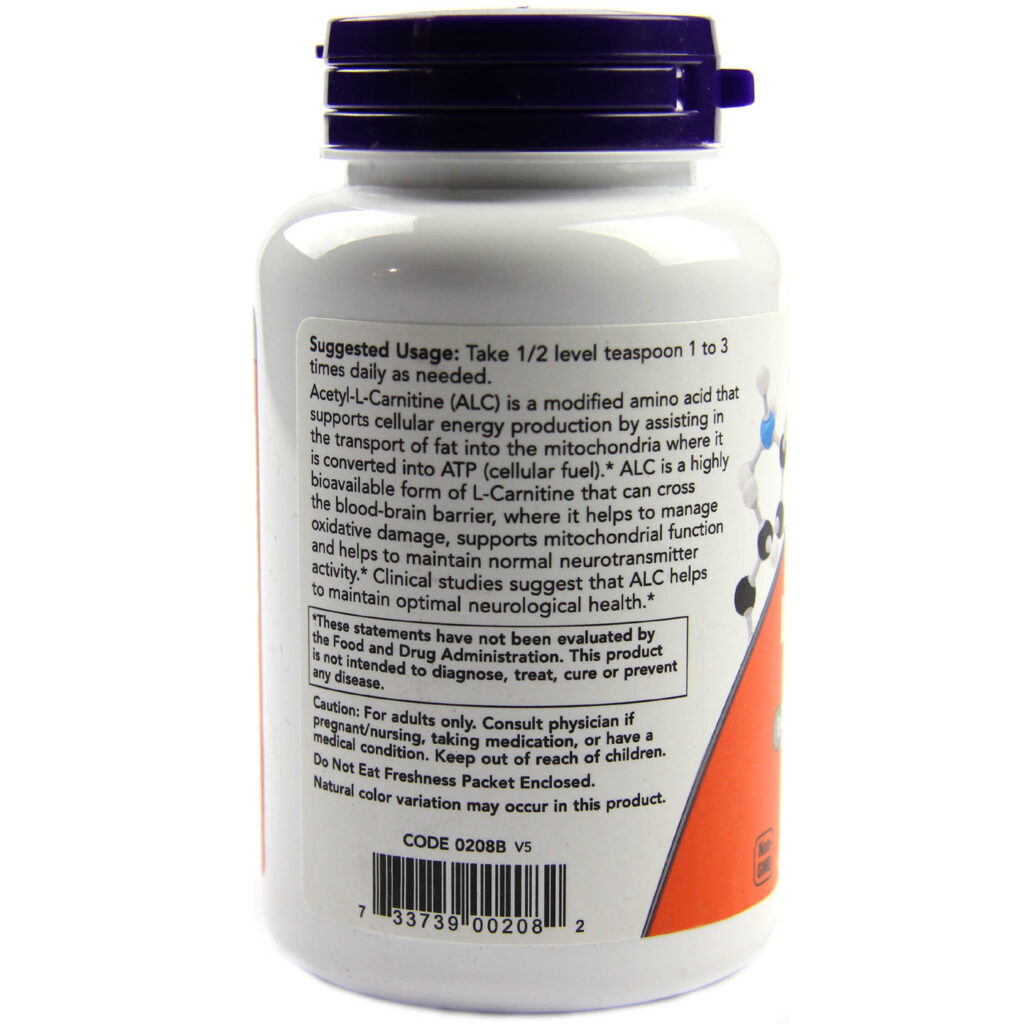 Now Foods Acetil-L-Carnitina em Pó 85 g: Energia e Foco para o Seu Dia - Imagem 3
