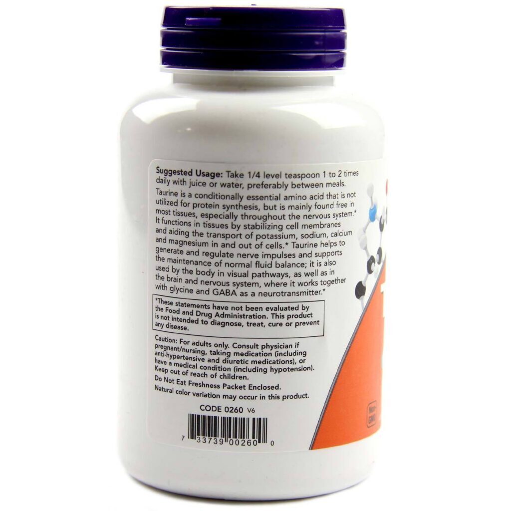 Now Foods Taurina em Pó - 227g: Energia e Bem-Estar para o Seu Dia - Imagem 3