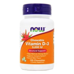 Vitamina D-3 5000 UI Now Foods: 120 Gomas Mastigáveis para Saúde Óssea e Imunidade