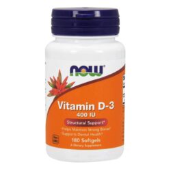 Vitamina D-3 400 UI Now Foods 180 Cápsulas em Gel - Imunidade e Saúde Óssea
