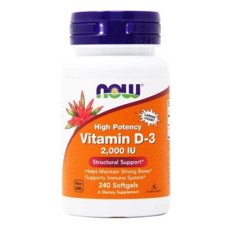 Vitamina D-3 Alta Potência 2000 IU Now Foods 240 Cápsulas em Gel