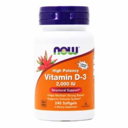 Vitamina D-3 Alta Potência 2000 UI Now Foods 240 Cápsulas em Gel