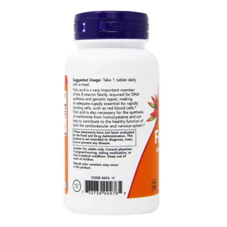 Ácido Fólico 800 mcg com Vitamina B12 Now Foods 250 VTabletes - Image 3