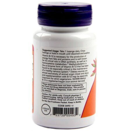 Now Foods Metil B-12 5000 mcg: Energia e Vitalidade para Brasileiros - 120 Pastilhas - Imagem 3