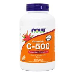 C-500 Mastigável Now Foods Laranja 100 Gomas - Vitamina C para Imunidade