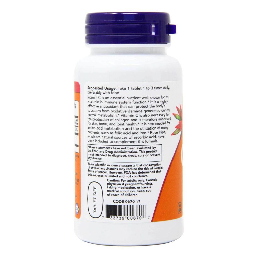Vitamina C 500mg Now Foods 100 Tabletes - Imunidade e Antioxidante no Brasil - Imagem 2