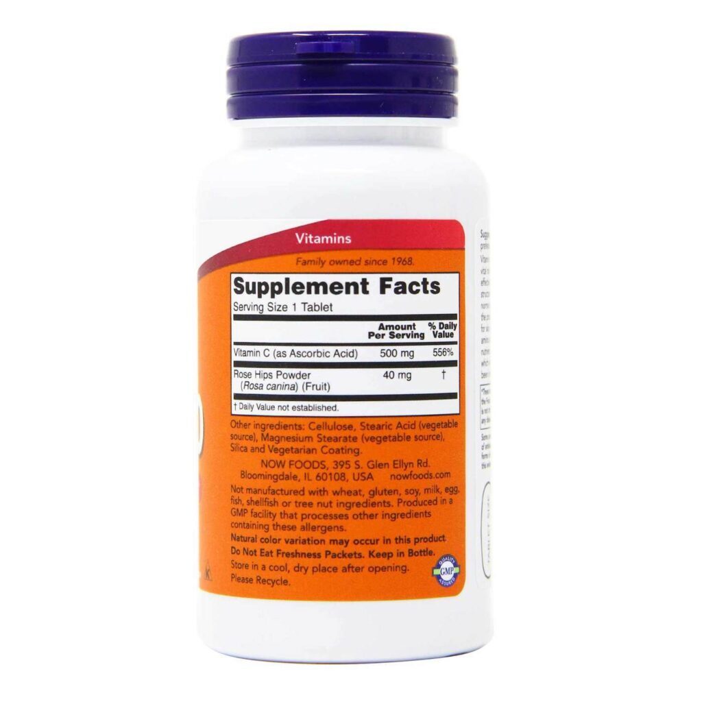 Vitamina C 500mg Now Foods 100 Tabletes - Imunidade e Antioxidante no Brasil - Imagem 3