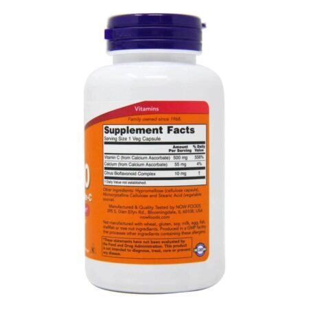 C-500 Buffer 100 Cápsulas - Now Foods: Saúde e Imunidade com Vitamina C de Alta Absorção - Imagem 3