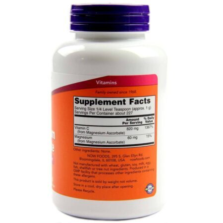 Now Foods Ascorbato de Magnésio - 227g: Mineral Essencial para Saúde e Bem-Estar - Imagem 2