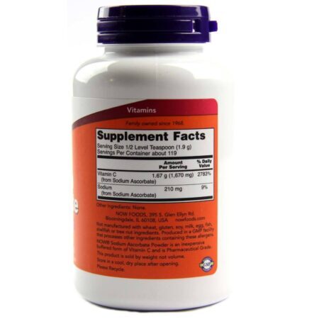 Now Foods Ascorbato de Sódio em Pó 100% Puro - Vitamina C, 227g - Imagem 2