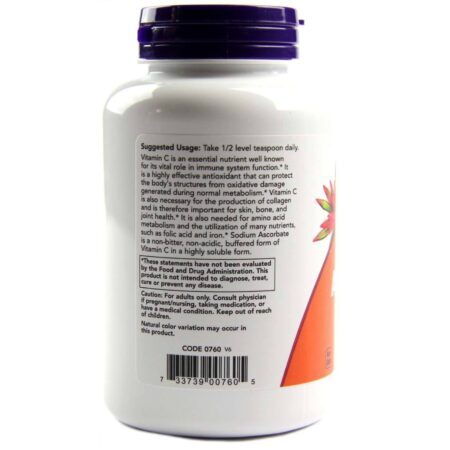Now Foods Ascorbato de Sódio em Pó 100% Puro - Vitamina C, 227g - Imagem 3