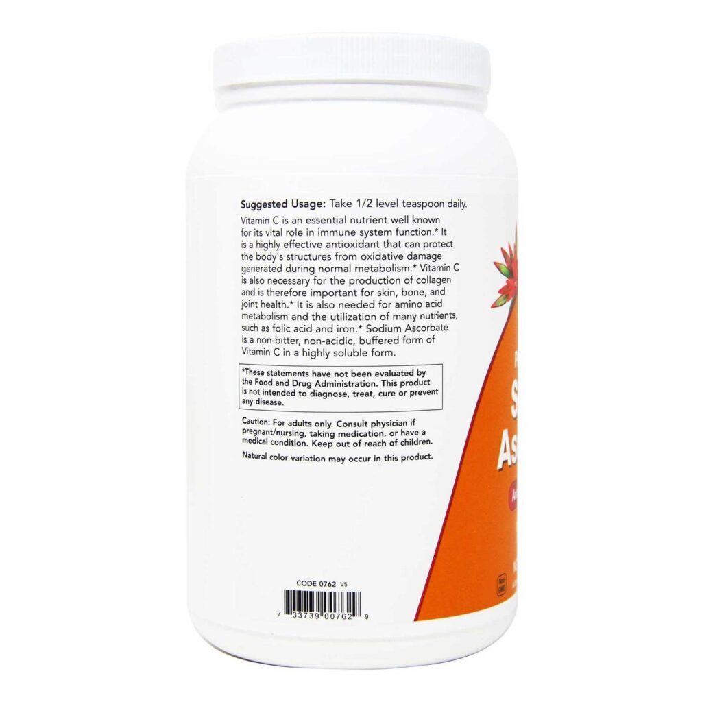 Now Foods Ascorbato de Sódio em Pó 100% Puro - 1361g | Vitamina C Biodisponível - Imagem 2