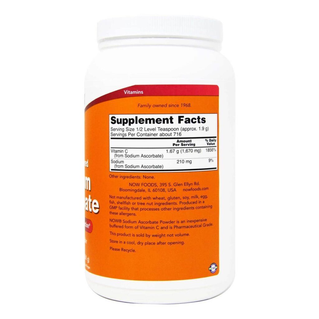 Now Foods Ascorbato de Sódio em Pó 100% Puro - 1361g | Vitamina C Biodisponível - Imagem 3