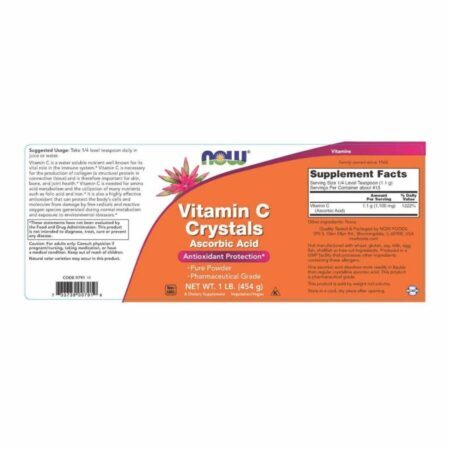 Cristais de Vitamina C 100% Pura Now Foods - 454g: Reforço Imunológico e Antioxidação Pura - Imagem 2