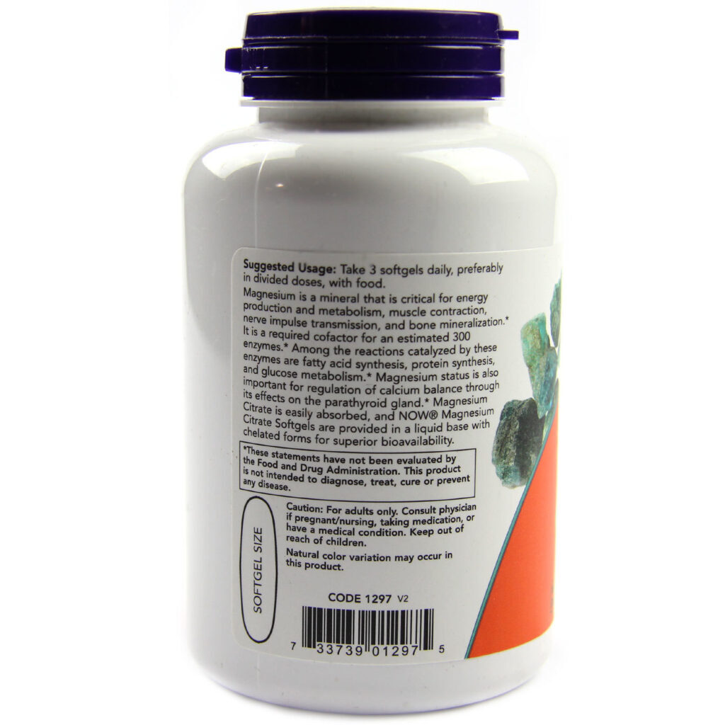 Citrato de Magnésio Now Foods - 90 Cápsulas em Gel para o Bem-Estar no Brasil - Imagem 3