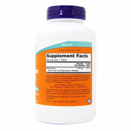 Now Foods, Malato de magnésio 1000 mg - 180 Tabletes - Image 3