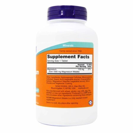 Now Foods Malato de Magnésio 1000mg - 180 Tabletes: Energia e Bem-Estar - Imagem 3