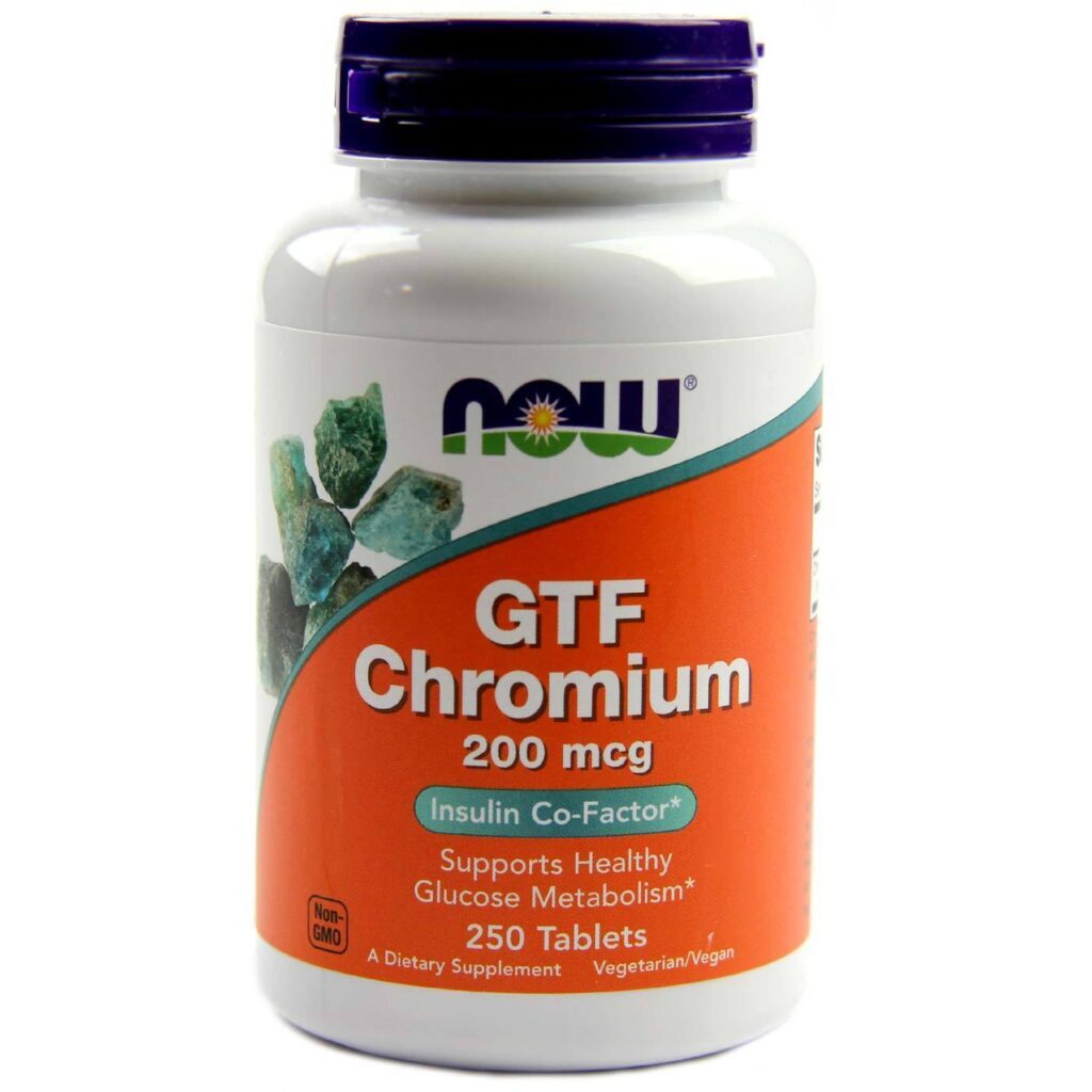 Cromo GTF 200 Mcg Now Foods Livre de Levedura - 250 Tabletes: Controle Glicêmico e Metabolismo